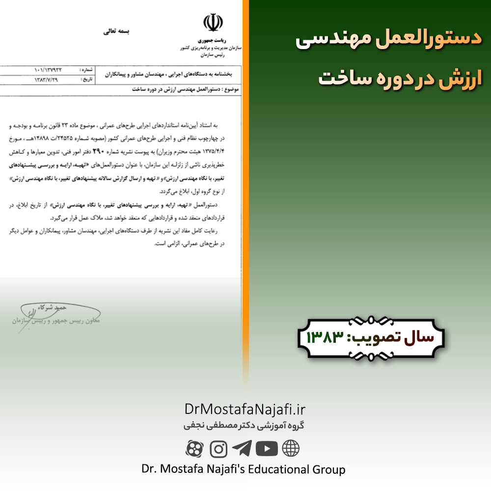دستورالعمل مهندسی ارزش در دوره ساخت دستورالعمل مهندسی ارزش در دوره ساخت