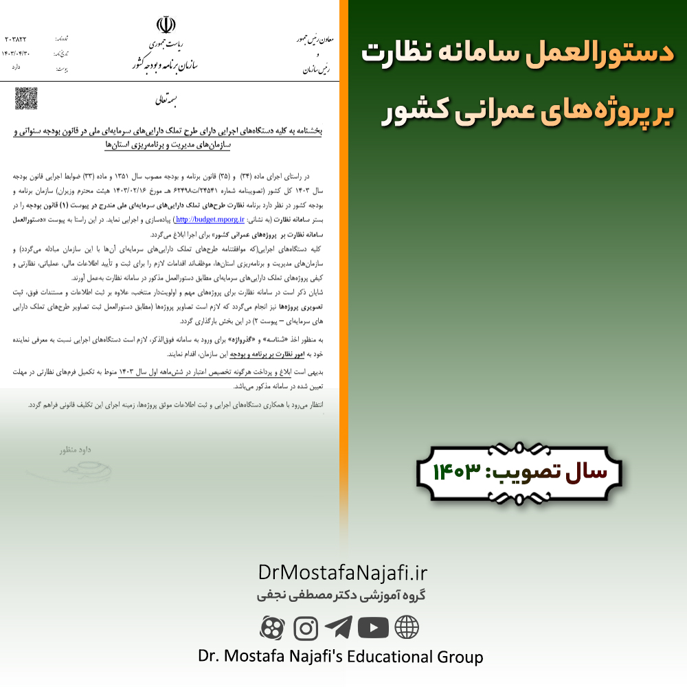 دستورالعمل سامانه نظارت بر پروژههای عمرانی کشور دستورالعمل سامانه نظارت بر پروژههای عمرانی كشور