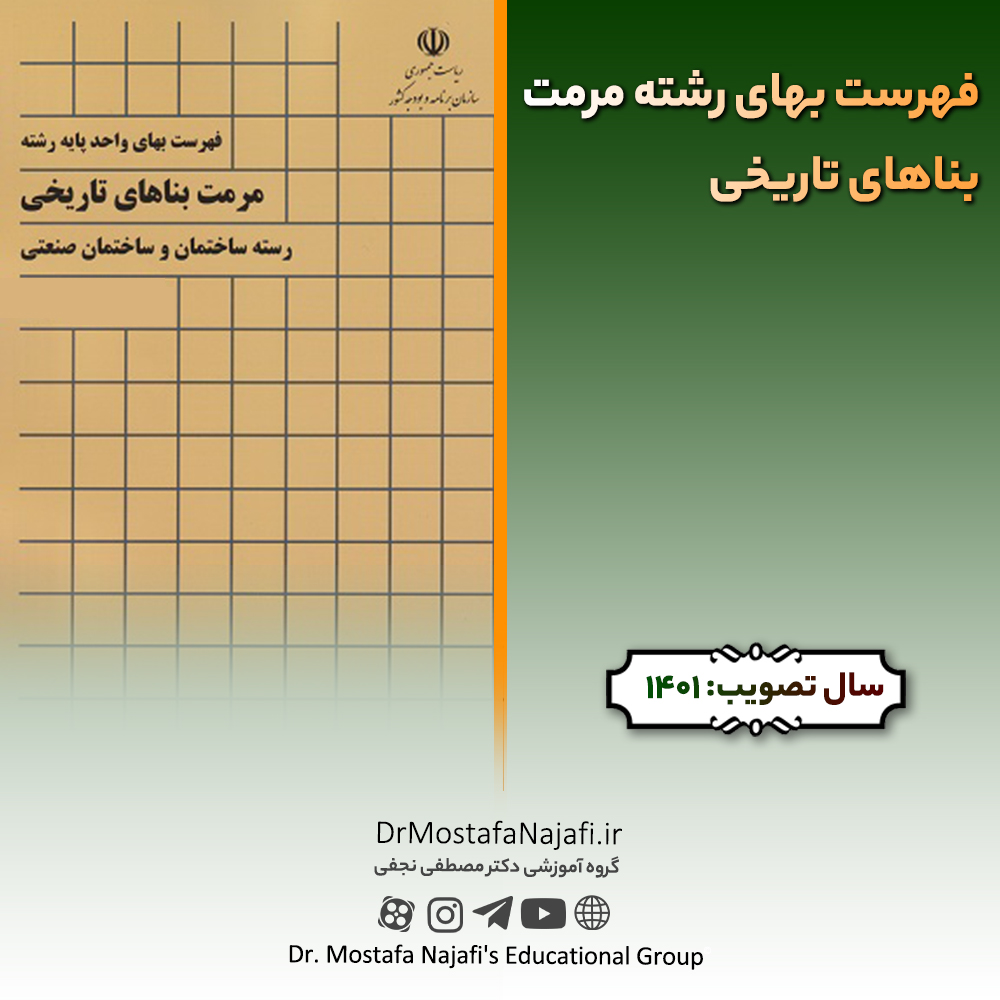 فهرست بهای رشته مرمت بناهای تاریخی سال ۱۴۰۱ فهرست بهای رشته مرمت بناهای تاریخی سال ۱۴۰۱