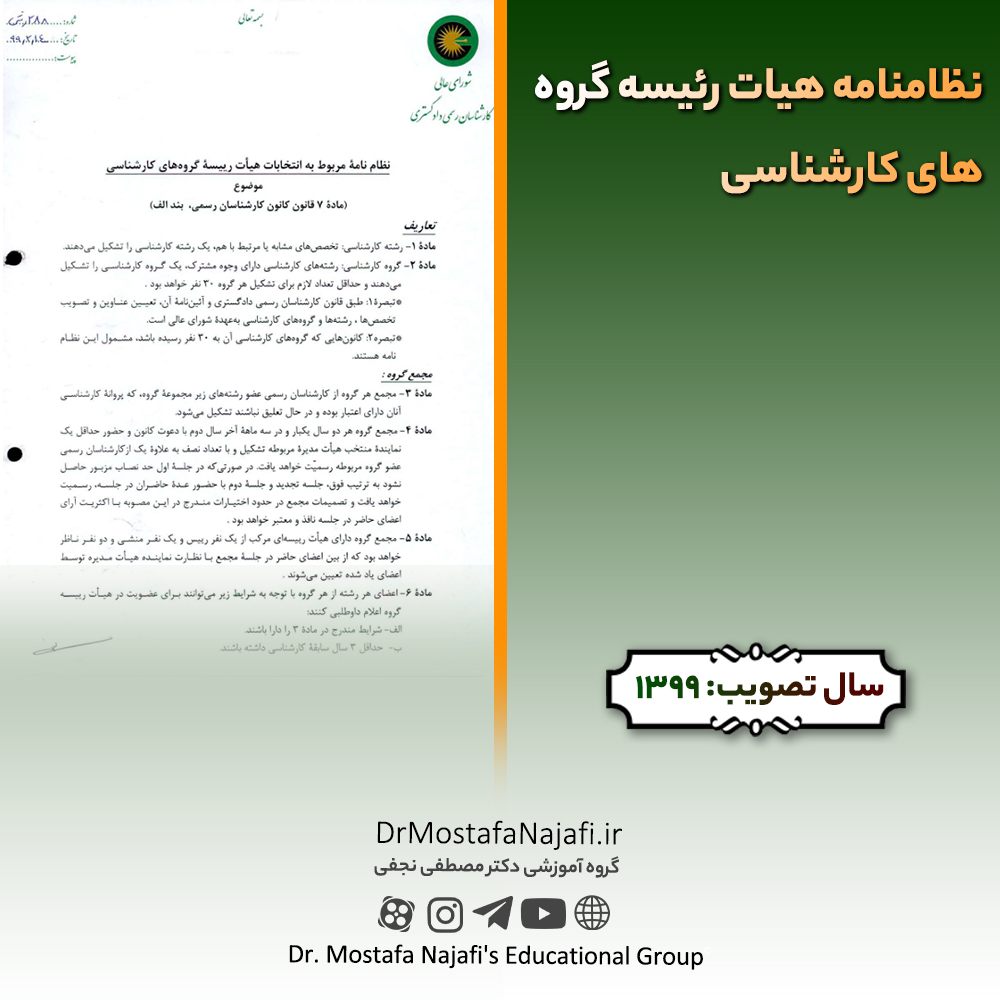 نظامنامه هیات رئیسه گروه های کارشناسی نظامنامه هیات رئیسه گروه های کارشناسی