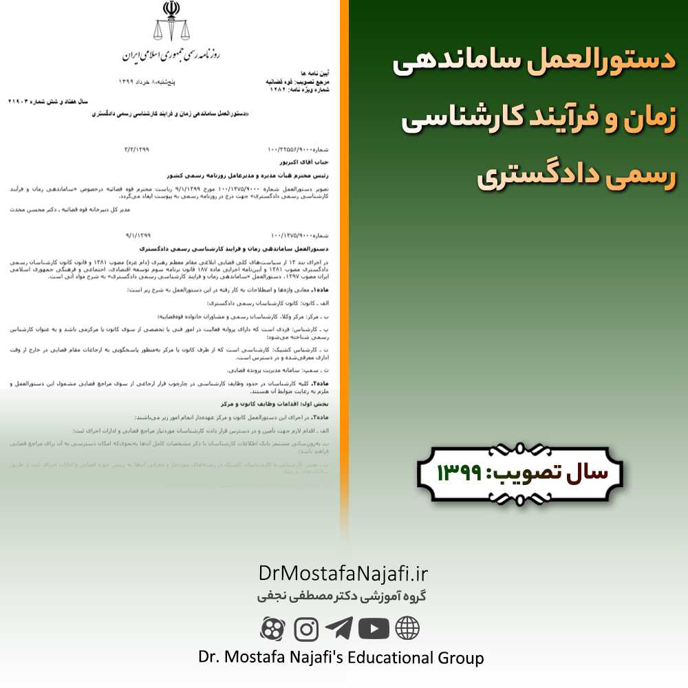 دستورالعمل ساماندهی زمان و فرآیند کارشناسی رسمی دادگستری دستورالعمل ساماندهی زمان و فرآیند کارشناسی رسمی دادگستری