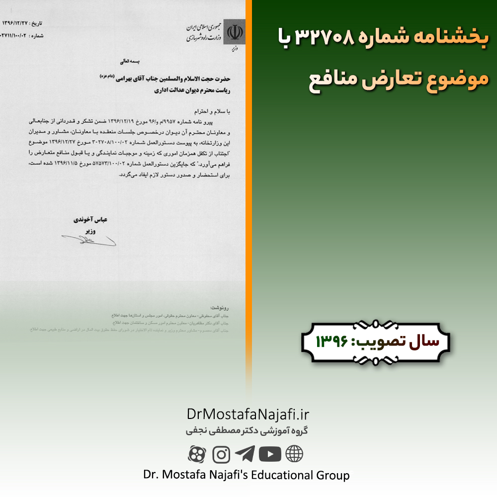 بخشنامه شماره 32708 با موضوع تعارض منافع