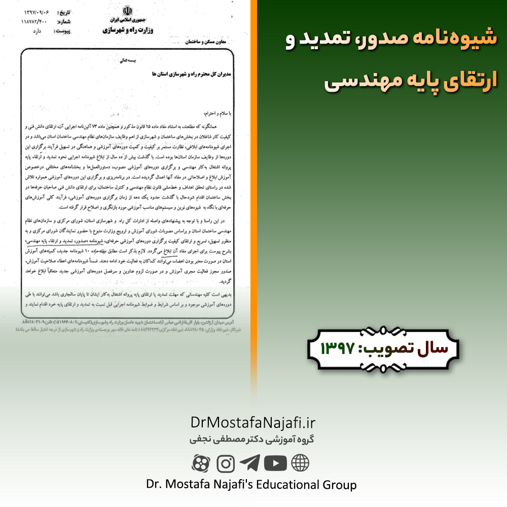 شیوه‌نامه صدور، تمدید و ارتقای پایه مهندسی