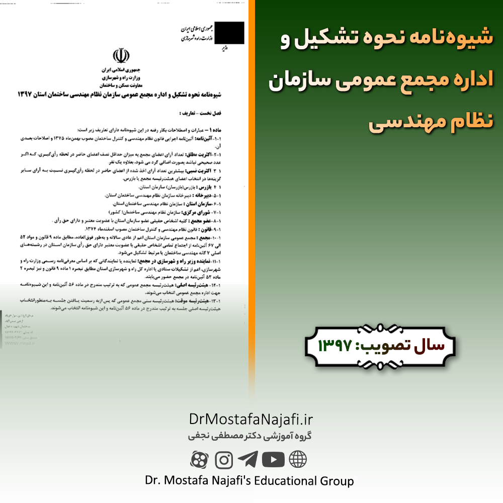 شیوه‌نامه نحوه تشکیل و اداره مجمع عمومی سازمان نظام مهندسی