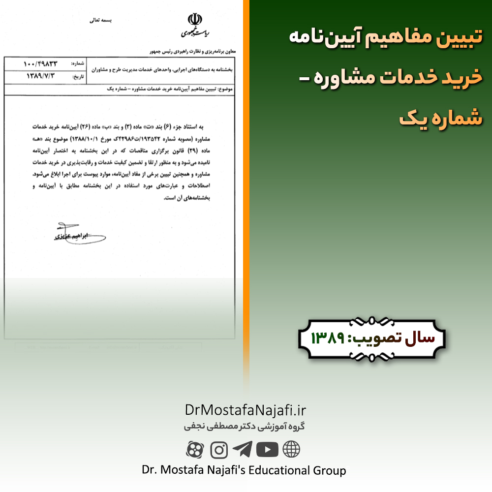 تبیین مفاهیم آییننامه خرید خدمات مشاوره – شماره یک تبیین مفاهیم آییننامه خرید خدمات مشاوره - شماره یک