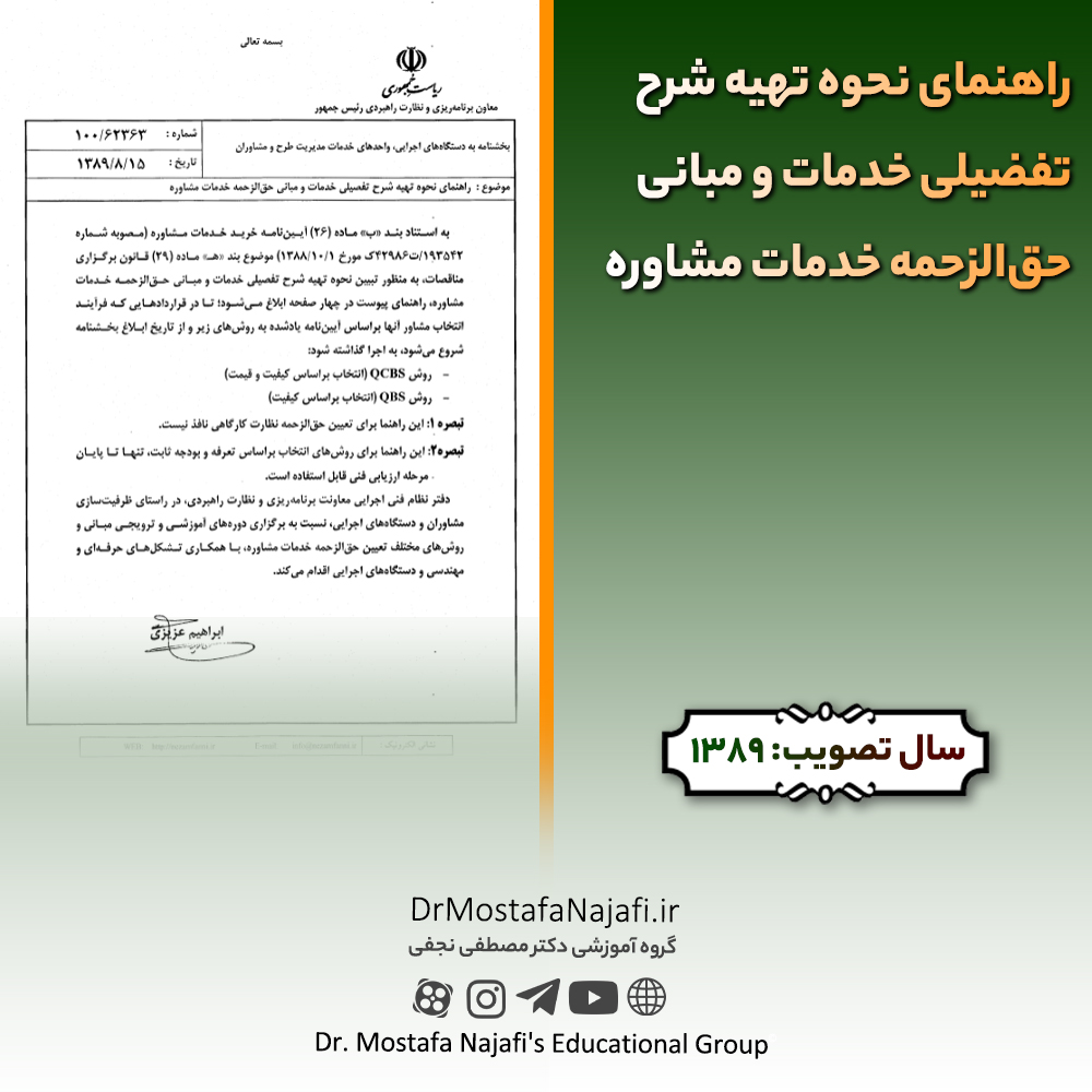 راهنمای نحوه تهیه شرح تفضیلی خدمات و مبانی حقالزحمه خدمات مشاوره راهنمای نحوه تهیه شرح تفضیلی خدمات و مبانی حقالزحمه خدمات مشاوره