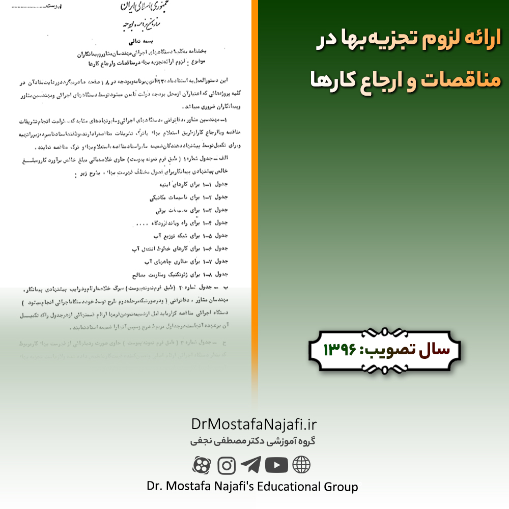 ارائه لزوم تجزیهبها در مناقصات و ارجاع کارها ارائه لزوم تجزیهبها در مناقصات و ارجاع کارها