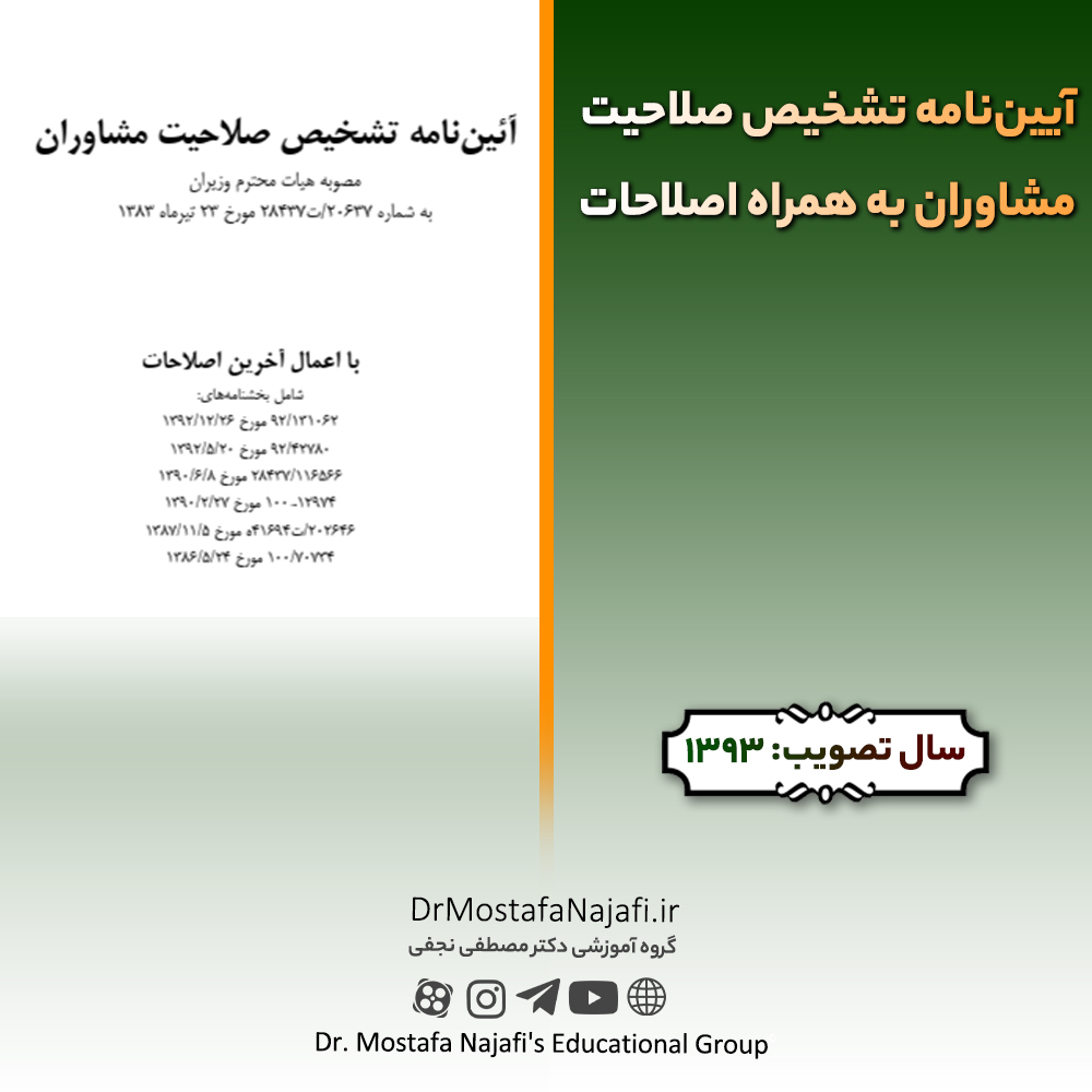 آییننامه تشخیص صلاحیت مشاوران به همراه اصلاحات آییننامه تشخیص صلاحیت مشاوران به همراه اصلاحات