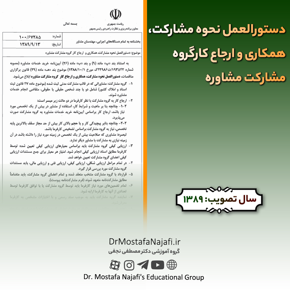 دستورالعمل نحوه مشارکت، همکاری و ارجاع کارگروه مشارکت مشاوره دستورالعمل نحوه مشارکت، همکاری و ارجاع کارگروه مشارکت مشاوره