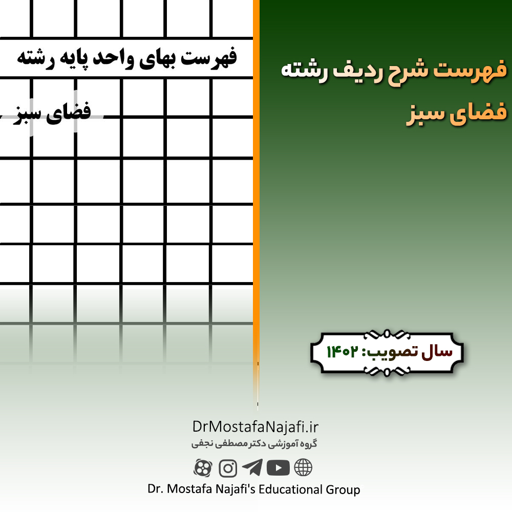 فهرست شرح ردیف رشته فضای سبز سال 1402 فهرست شرح رديف رشته فضای سبز سال 1402