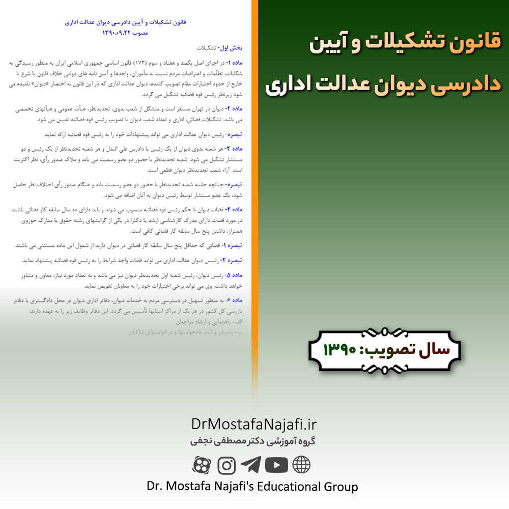 قانون تشکیلات و آیین دادرسی دیوان عدالت اداری | مصوب سال 1390