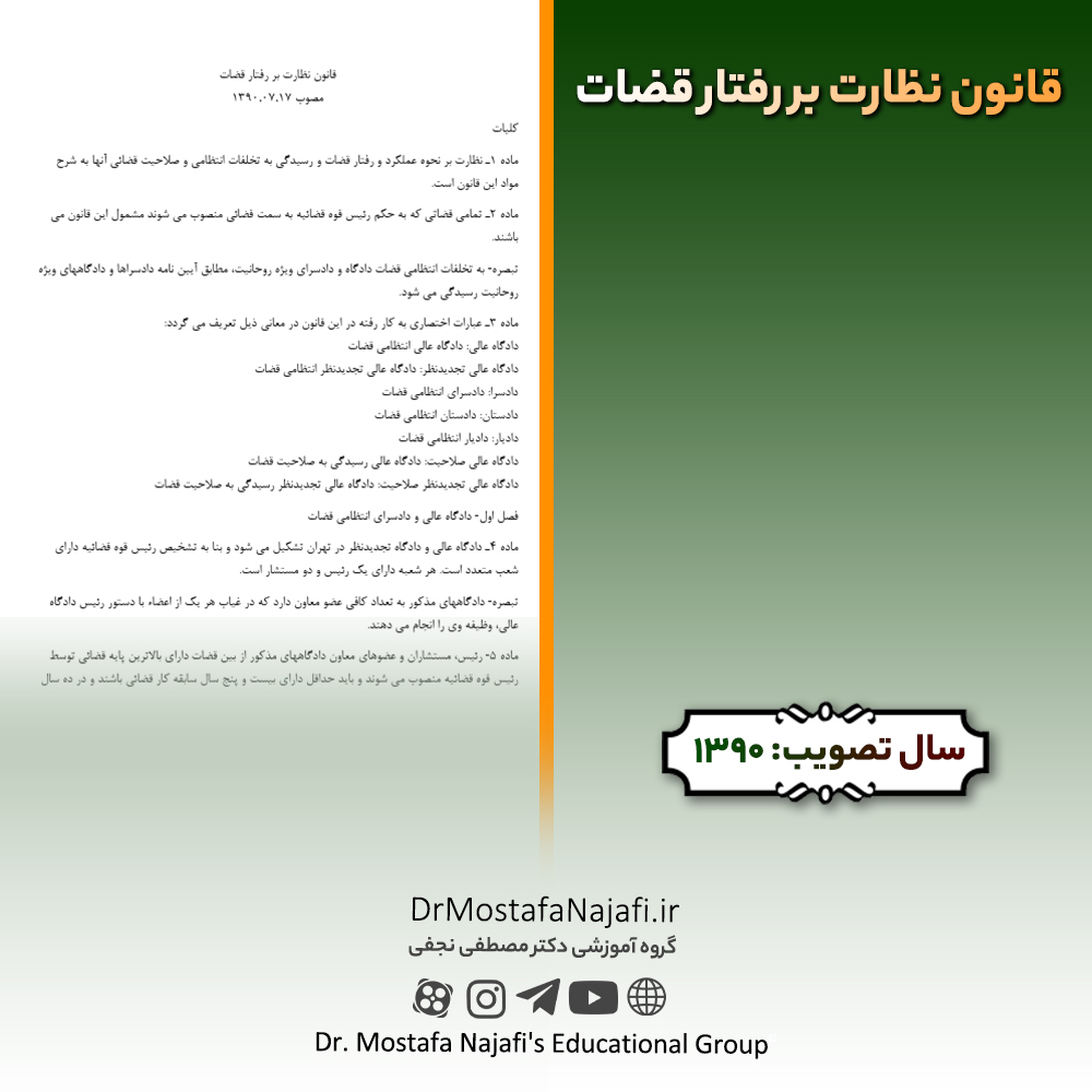 قانون نظارت بر رفتار قضات | مصوب سال 1390 قانون نظارت بر رفتار قضات | مصوب سال 1390