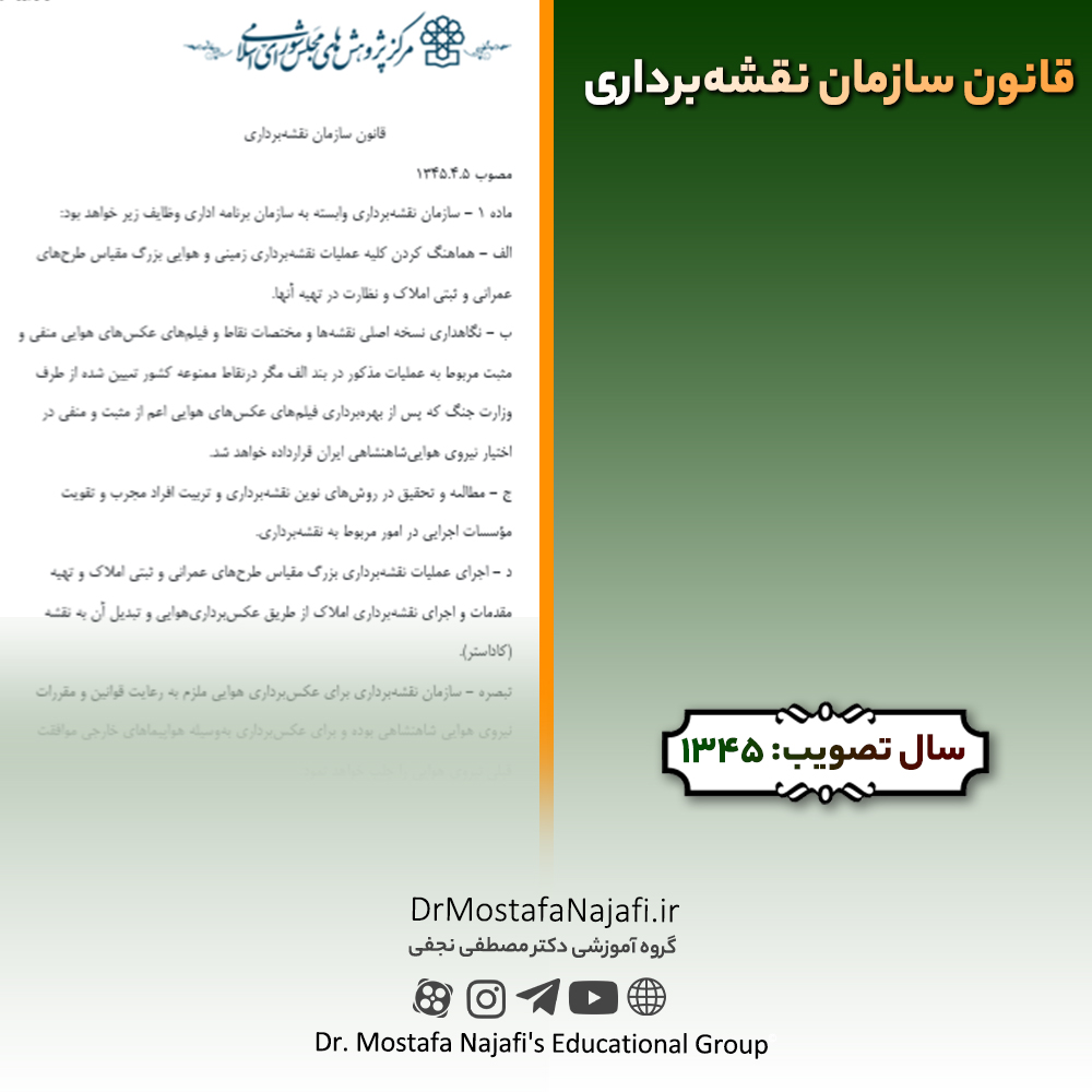 قانون سازمان نقشه‌برداری | مصوب سال 1345