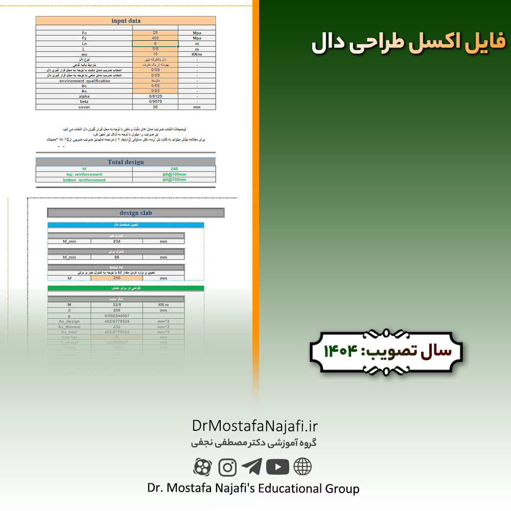 فایل اکسل طراحی دال فایل اکسل طراحی دال