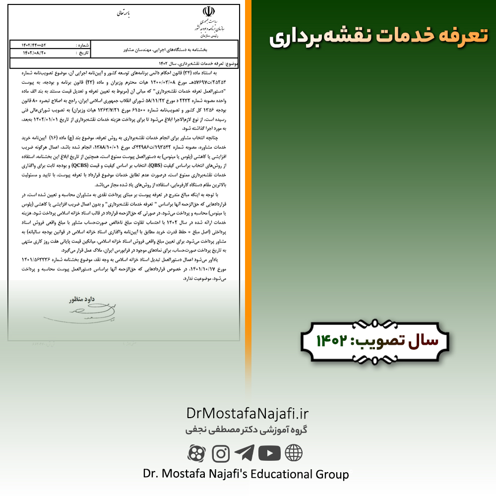 تعرفه خدمات نقشه‌برداری سال 1402