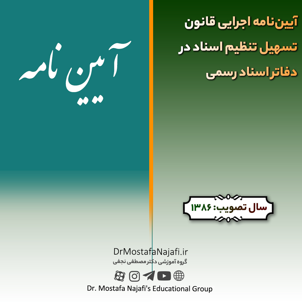 آيين‌نامه اجرايی قانون تسهيل تنظيم اسناد در دفاتر اسناد رسمی | مصوب سال 1386