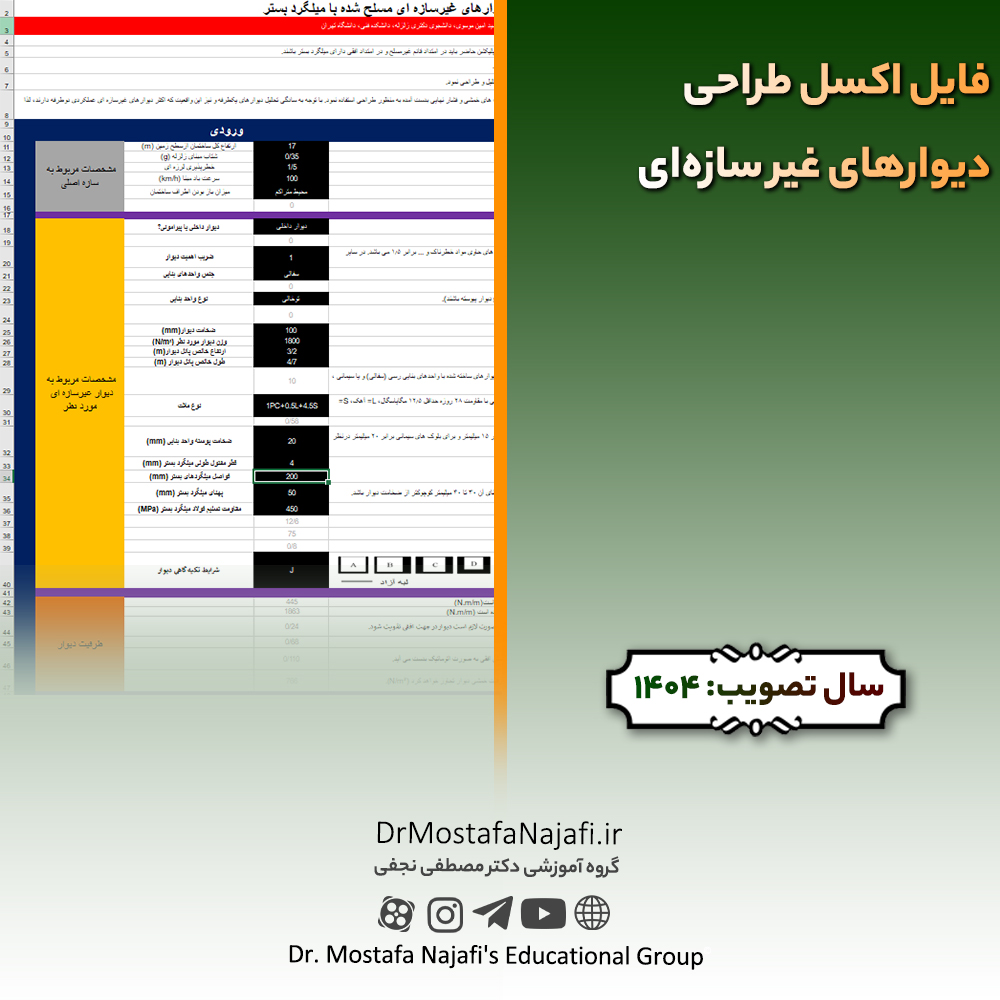فایل اکسل طراحی دیوارهای غیر سازهای فایل اکسل طراحی دیوارهای غیر سازهای