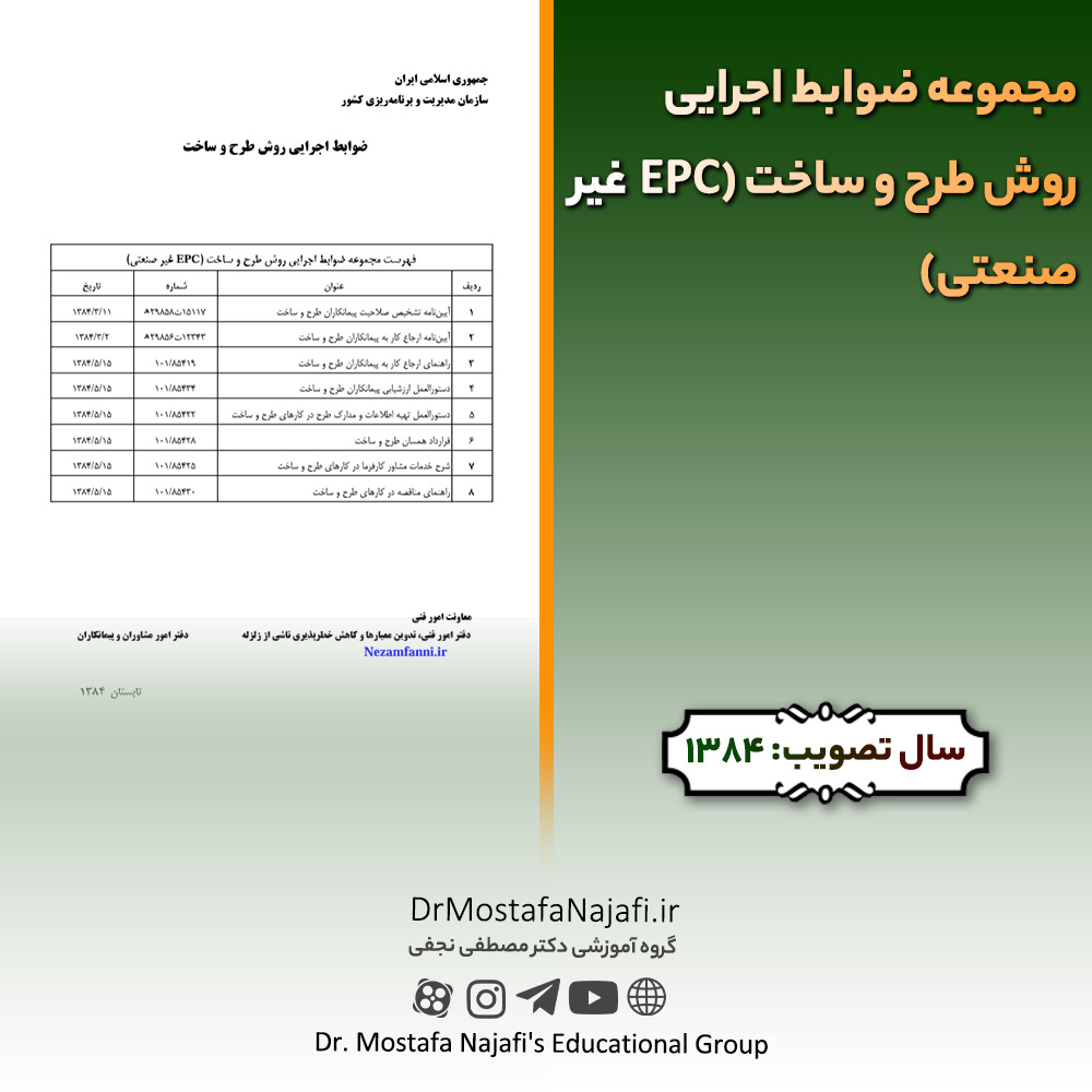 مجموعه ضوابط اجرایی روش طرح و ساخت (EPC غیر صنعتی)